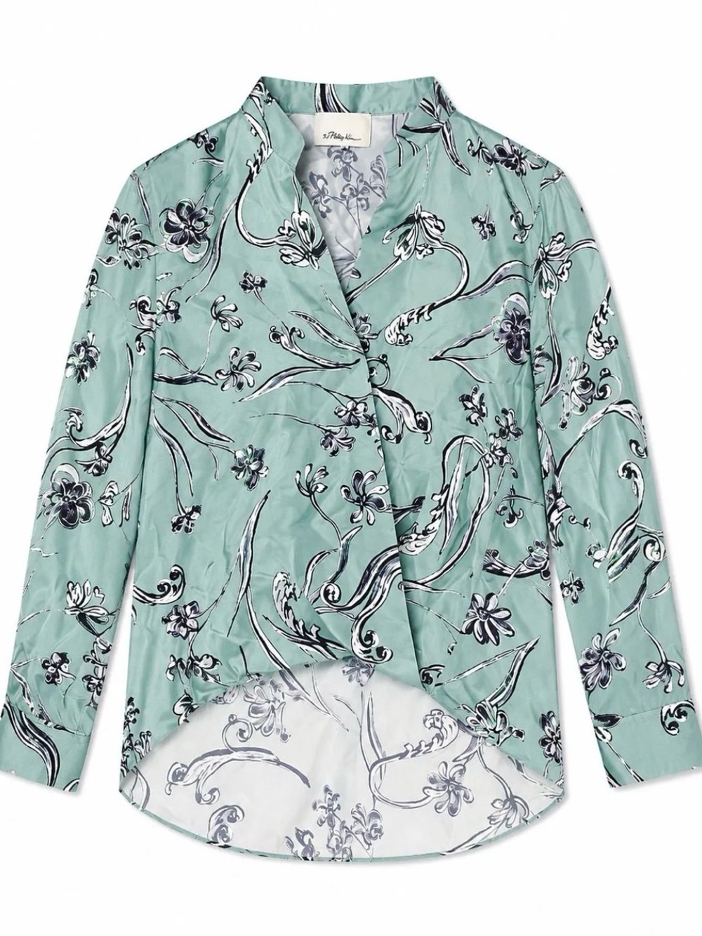 3.1 Phillip Lim Silk Blend Botanical Print Wrap Blouse NWOT